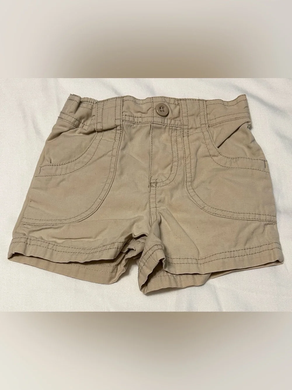 3T (3 years) Light Orange Long-Sleeve Tee with Sunrise Graphic and Khaki Shorts